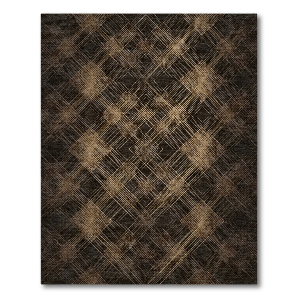 Elegant Bronze Geometric Crosshatch Grid Rug