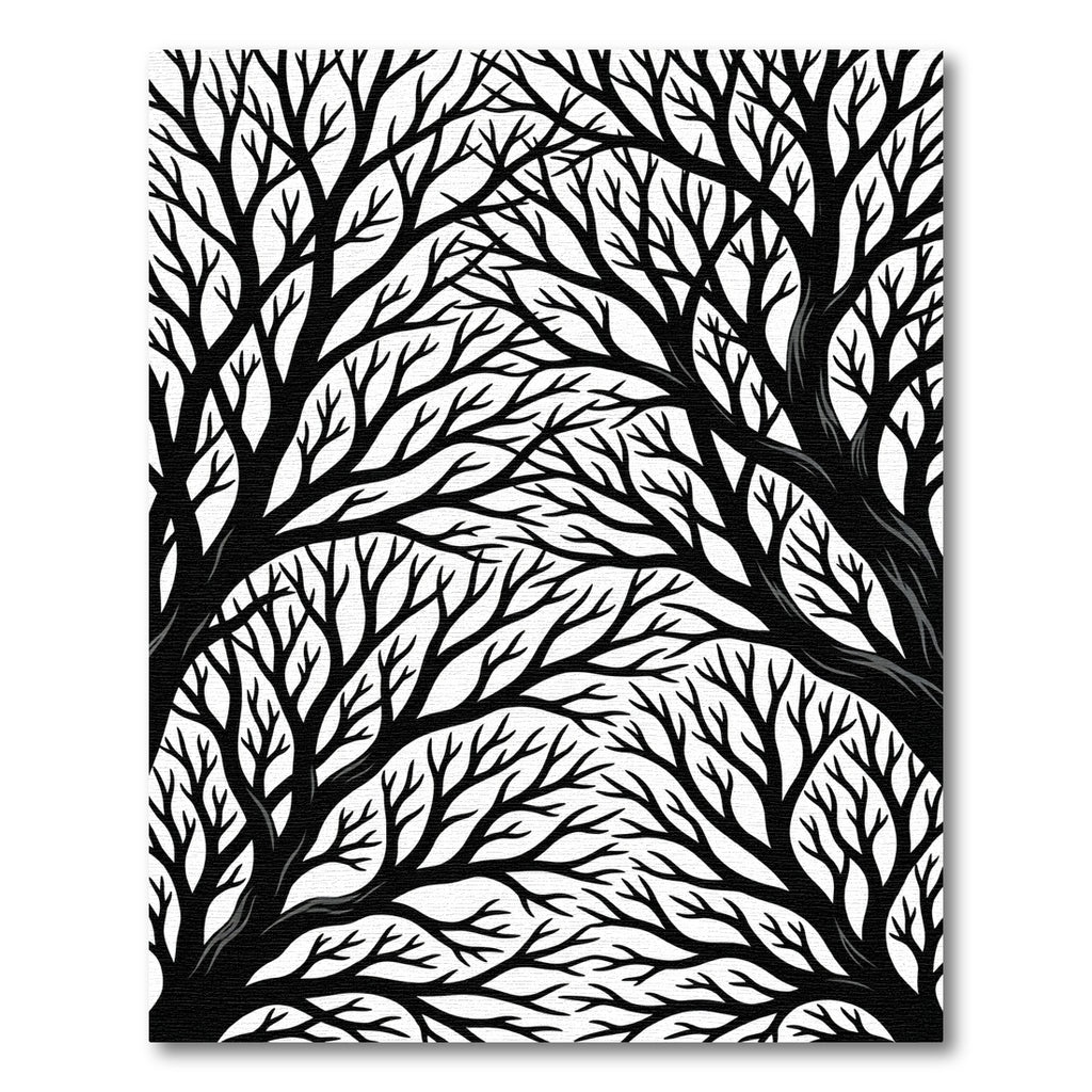Black White Forest Branches Rug