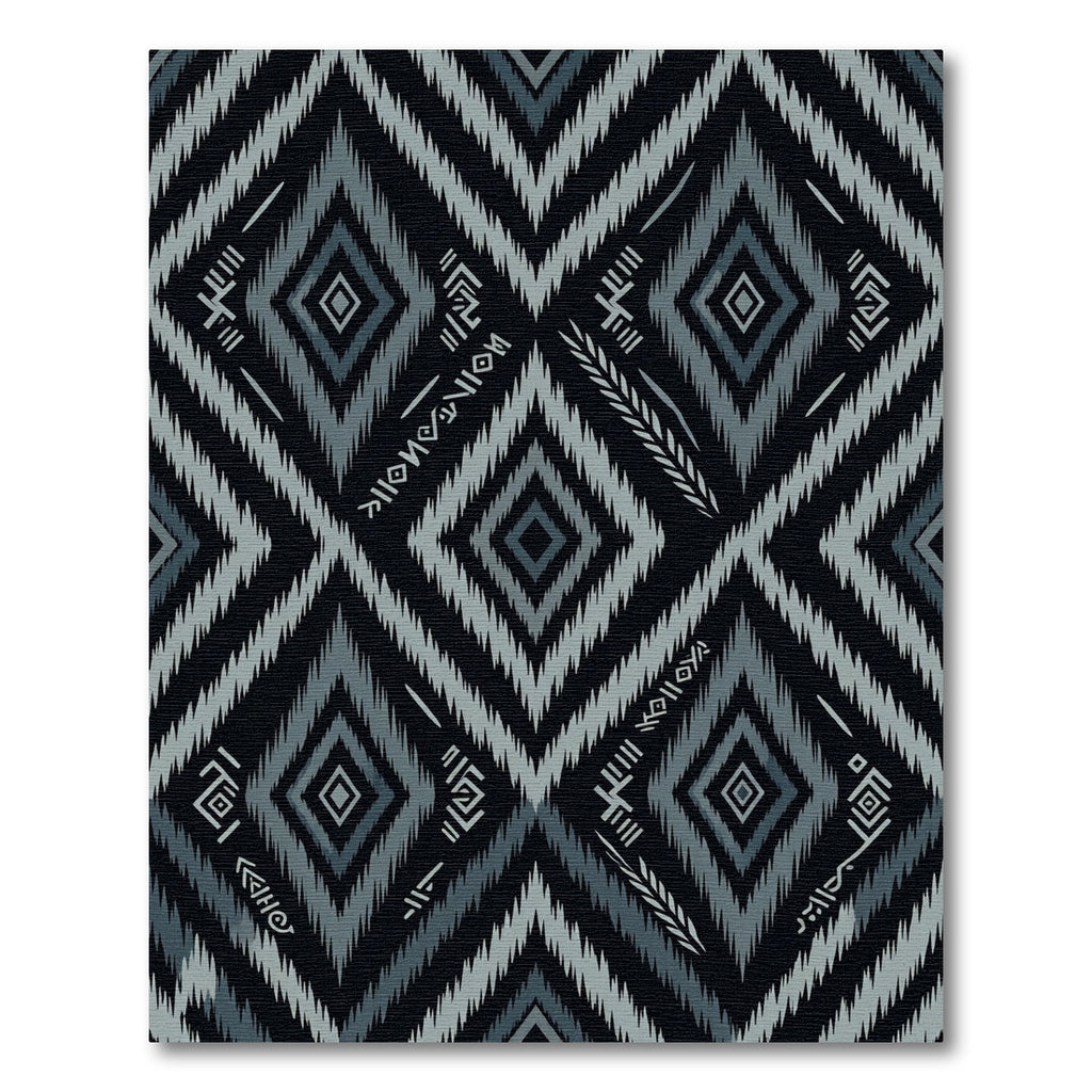 Dark Grey Diamond Zigzag Tribal Rug