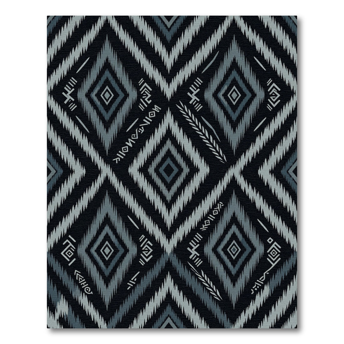 Dark Grey Diamond Zigzag Tribal Rug