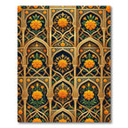 Golden Marigold Floral Arch Tapestry Rug