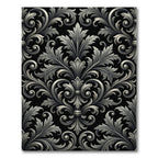 Ornate Silver Acanthus Leaf Scroll Rug