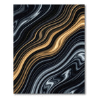 Golden Black Swirl Fluid Marble Rug