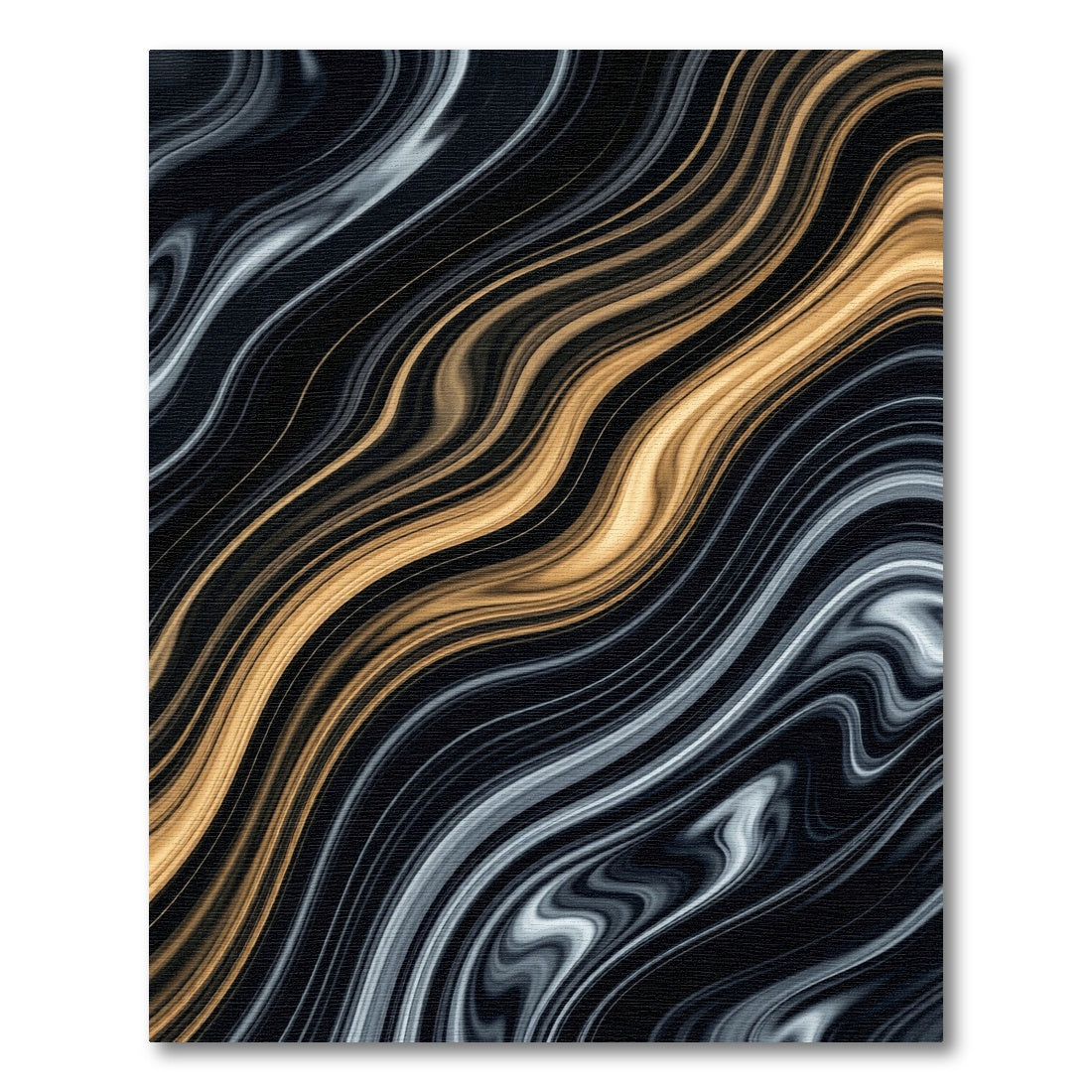 Golden Black Swirl Fluid Marble Rug