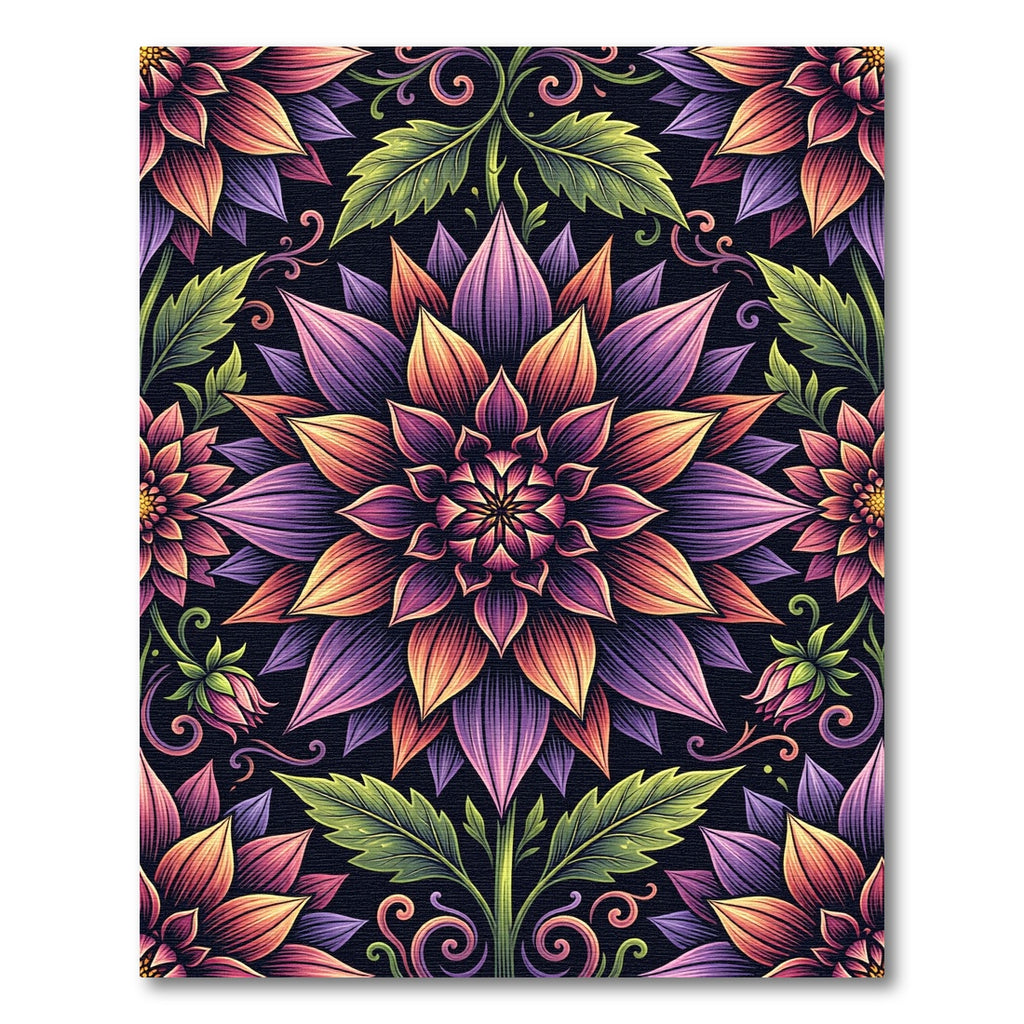 Vibrant Floral Mandala Botanical Tapestry Rug