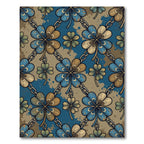 Blue Gold Clover Chain Pattern Rug