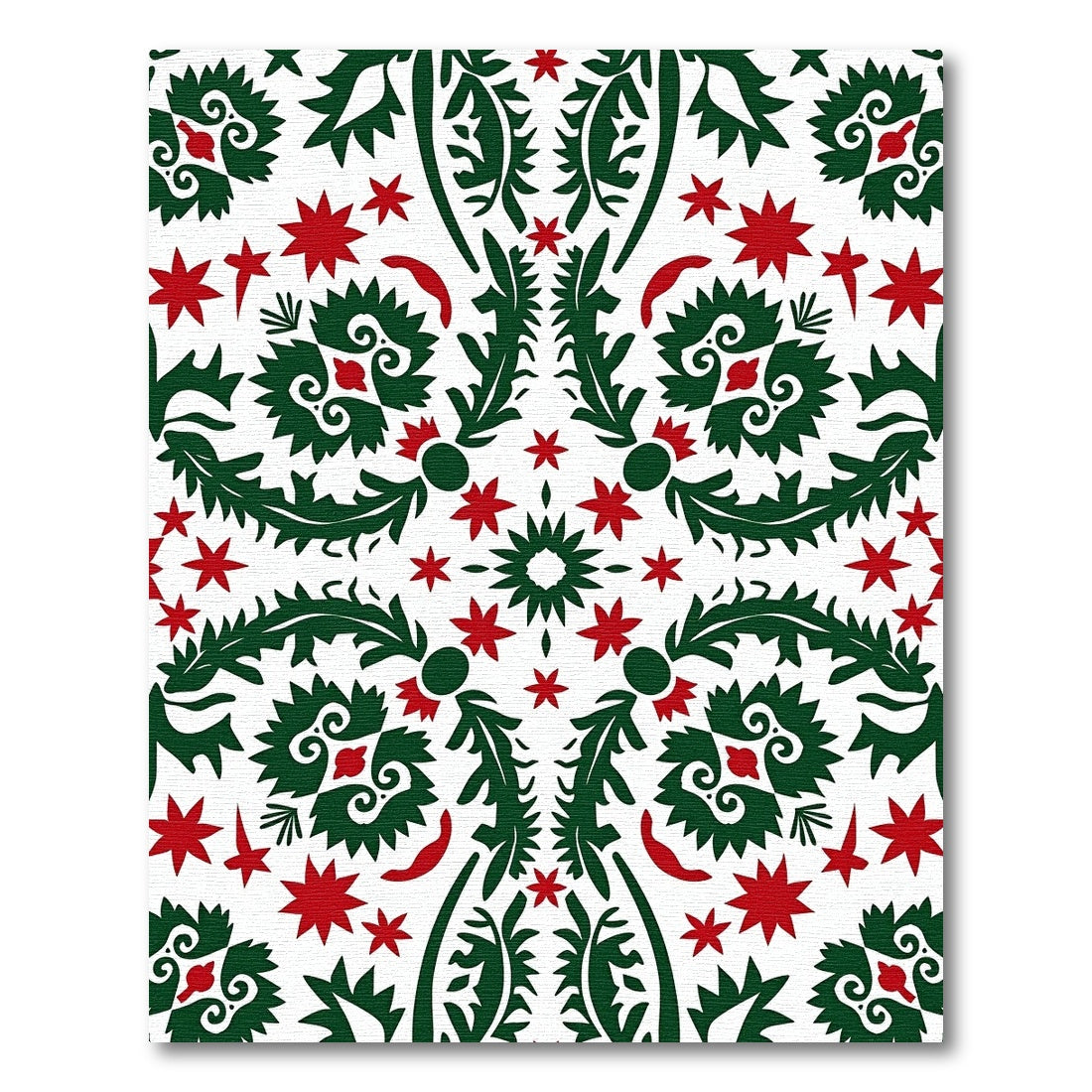 Emerald Red Star Floral Medallion Rug