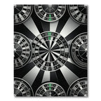 Monochrome Roulette Wheel Geometric Illusion Rug