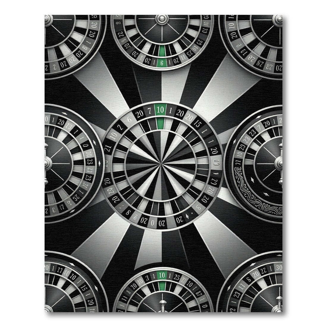 Monochrome Roulette Wheel Geometric Illusion Rug