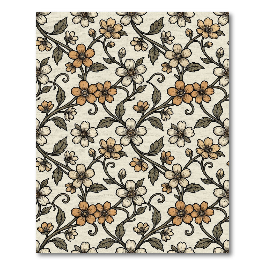 Vintage Floral Vine Cream Rug