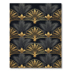 Art Deco Gold Palm Black Wallpaper Rug