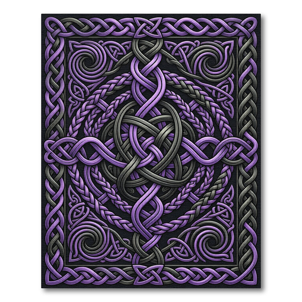 Ornate Purple and Gray Celtic Knotwork Rug