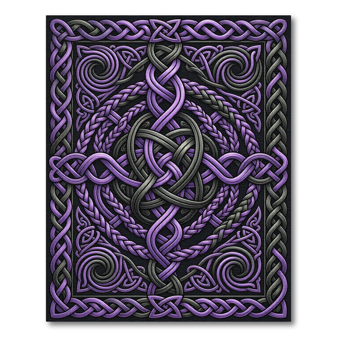 Ornate Purple and Gray Celtic Knotwork Rug