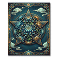 Celestial Blue Chrysanthemum Star Arrangement Rug