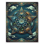 Celestial Blue Chrysanthemum Star Arrangement Rug