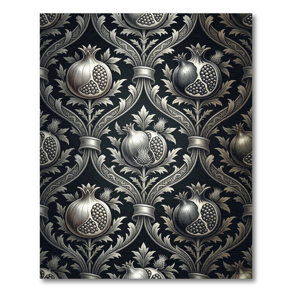 Luxe Silver Pomegranate Floral Swirl Rug