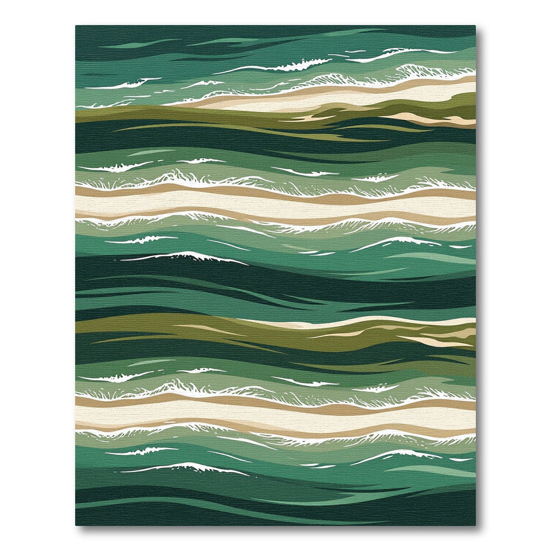 Emerald Green Abstract Ocean Waves Rug