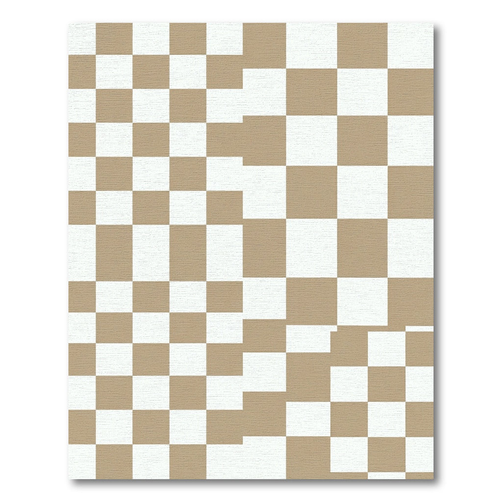 Tan White Gradual Checkerboard Squares Rug