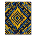 Bold Gold Blue Geometric Diamond Rug