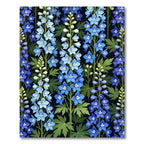 Botanical Blue Delphinium Floral Field Rug