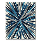 Deep Blue Gray Brushstroke Burst Rug