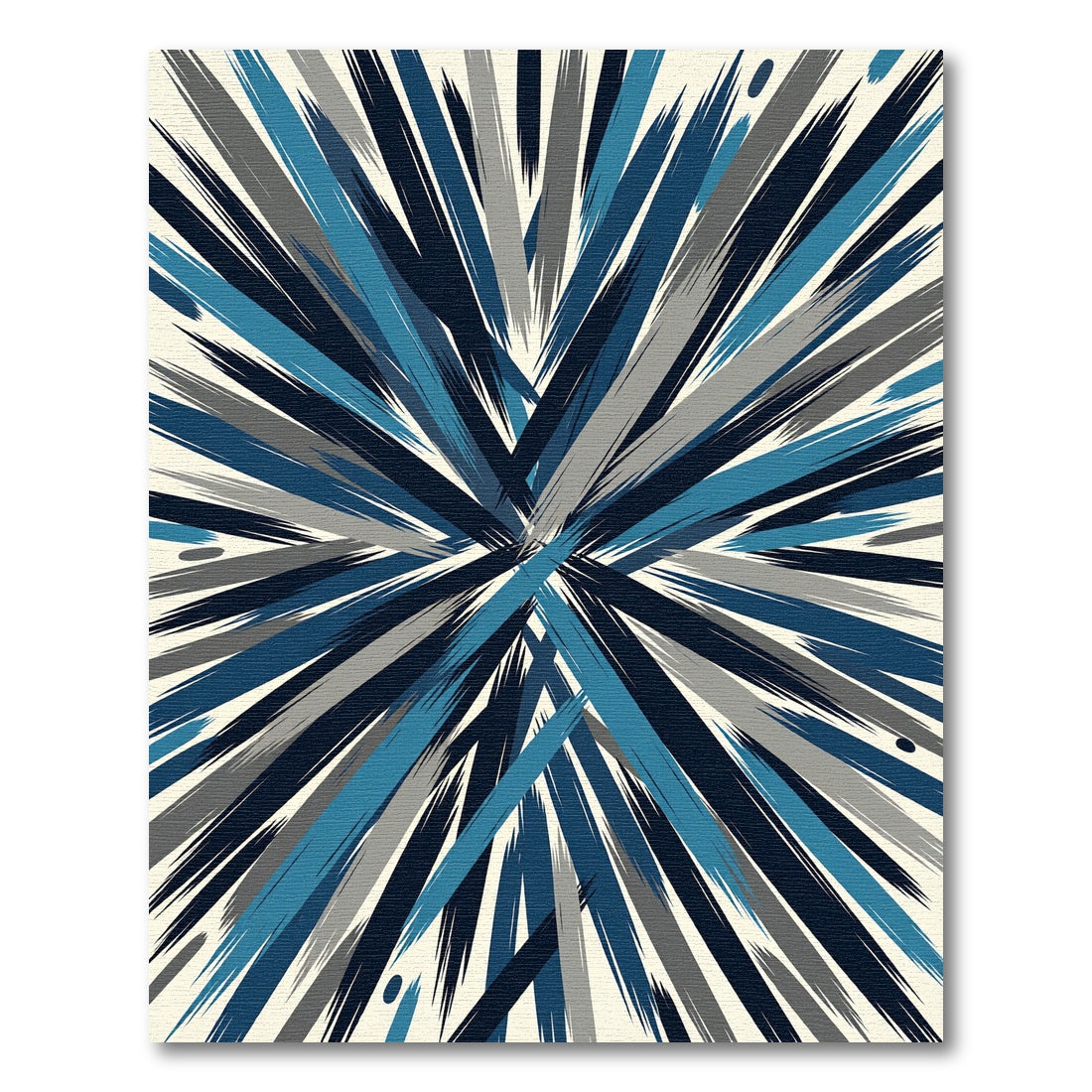 Deep Blue Gray Brushstroke Burst Rug