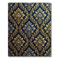 Ornate Gold Blue Damask Brocade Rug