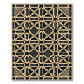 Golden Black Interlocking Geometric Lattice Rug