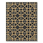 Golden Black Interlocking Geometric Lattice Rug