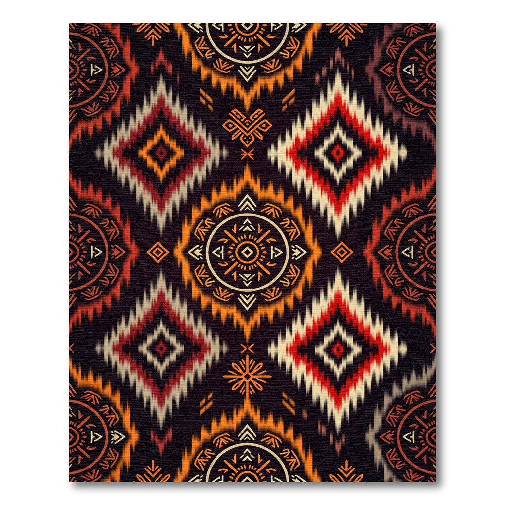 Bold Orange Red Tribal Diamond Rug