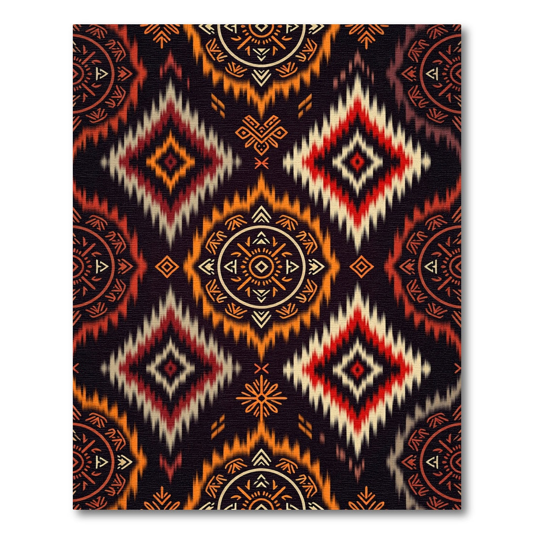 Bold Orange Red Tribal Diamond Rug