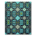 Teal And Lime Geometric Diamond Arrangement Rug