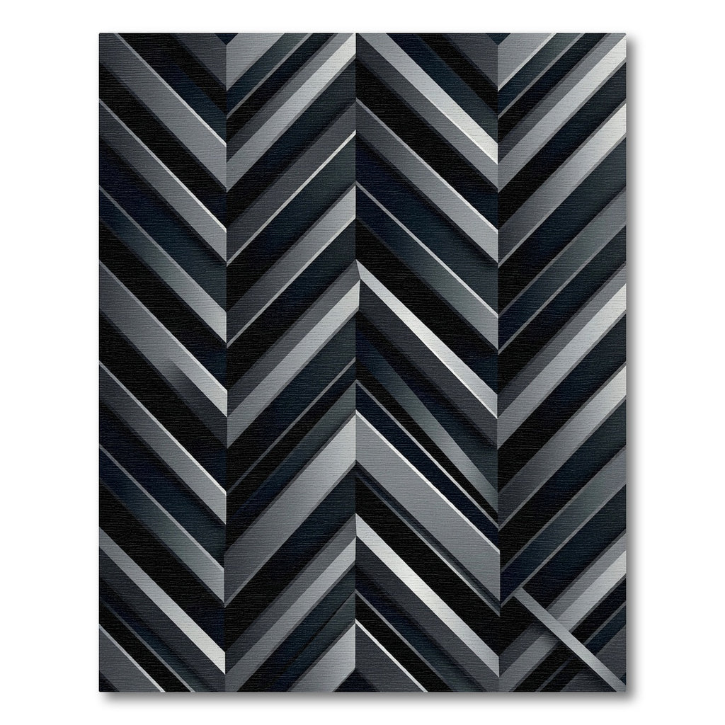 Dark Gray Tonal Chevron Stripes Rug