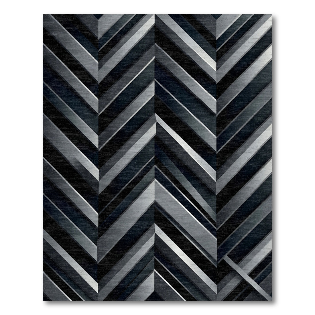 Dark Gray Tonal Chevron Stripes Rug