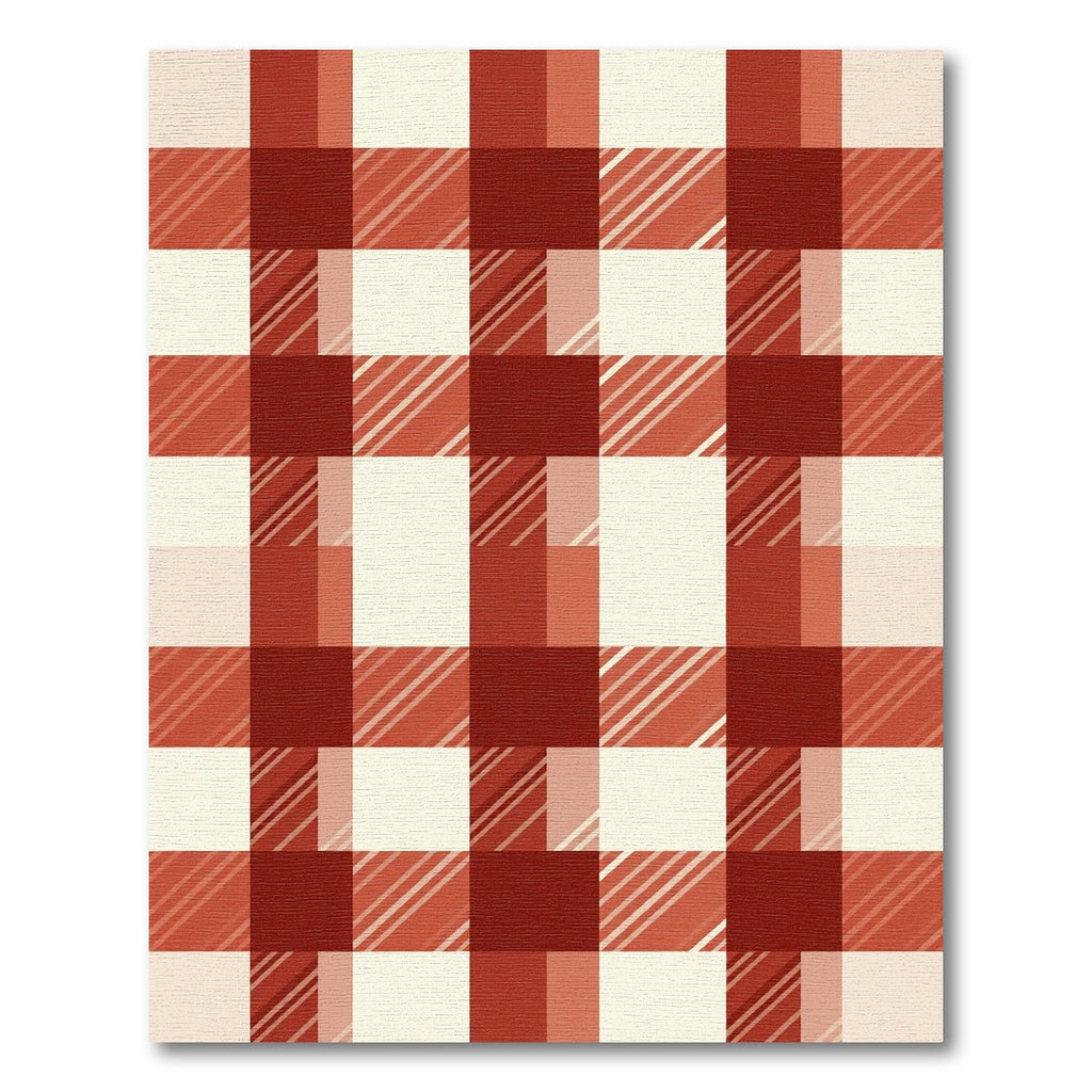 Classic Red and Cream Gingham Check Rug