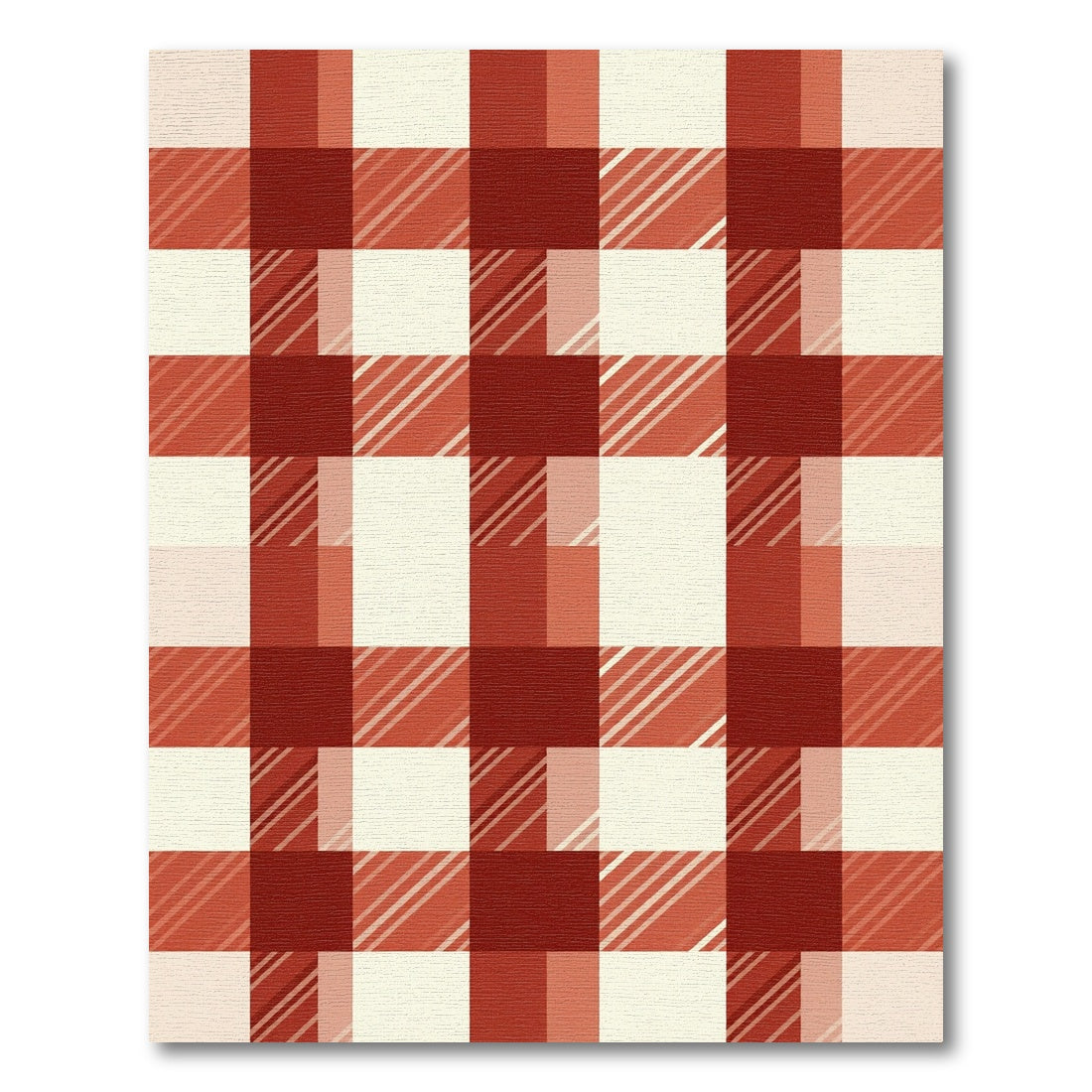 Classic Red and Cream Gingham Check Rug