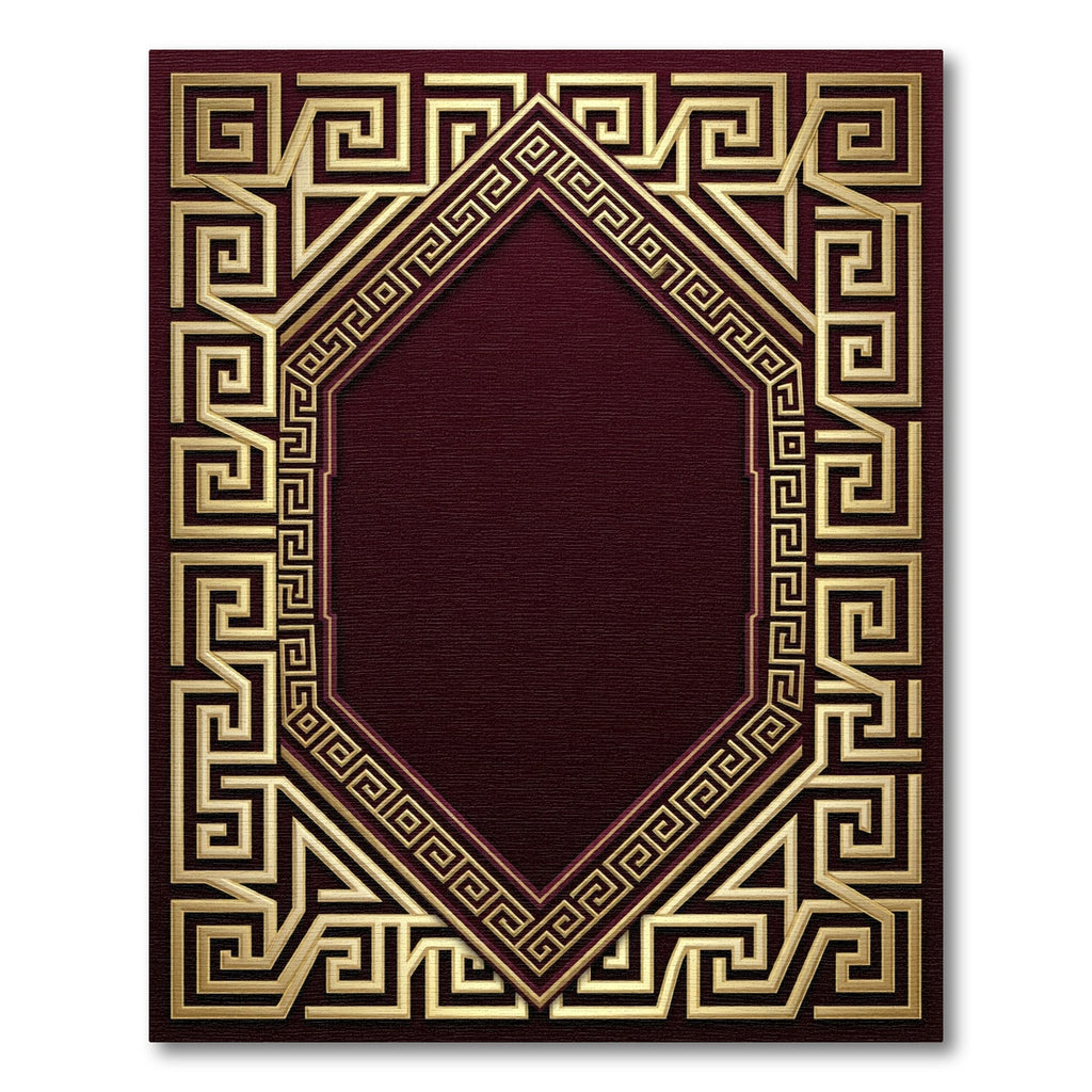 Golden Greek Key Octagon Border Rug
