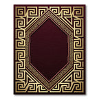 Golden Greek Key Octagon Border Rug