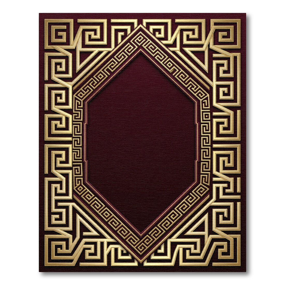 Golden Greek Key Octagon Border Rug