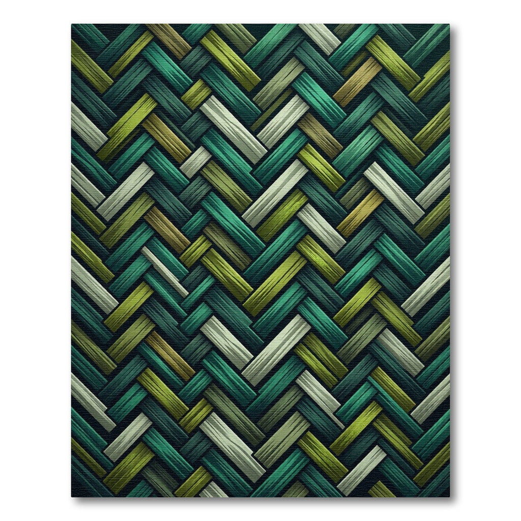 Herringbone Green Teal Wood Weave Rug