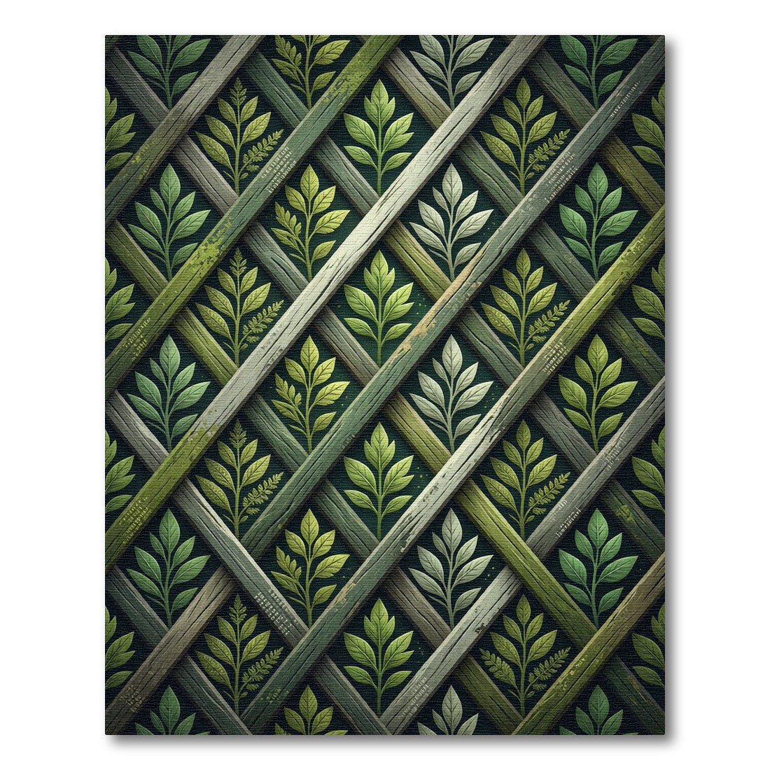 Lush Green Botanical Herbaceous Lattice Rug