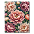 Rich Pink Peony Floral Composition Rug