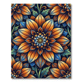 Orange Blue Floral Garden Medallion Rug