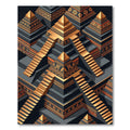 Modern Gold Tribal Step Pyramid Rug