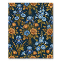 Blue Iris Orange Rose Floral Arrangement Rug