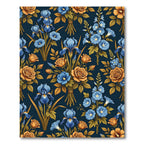 Blue Iris Orange Rose Floral Arrangement Rug