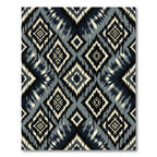 Black White Gray Diamond Ikat Rug