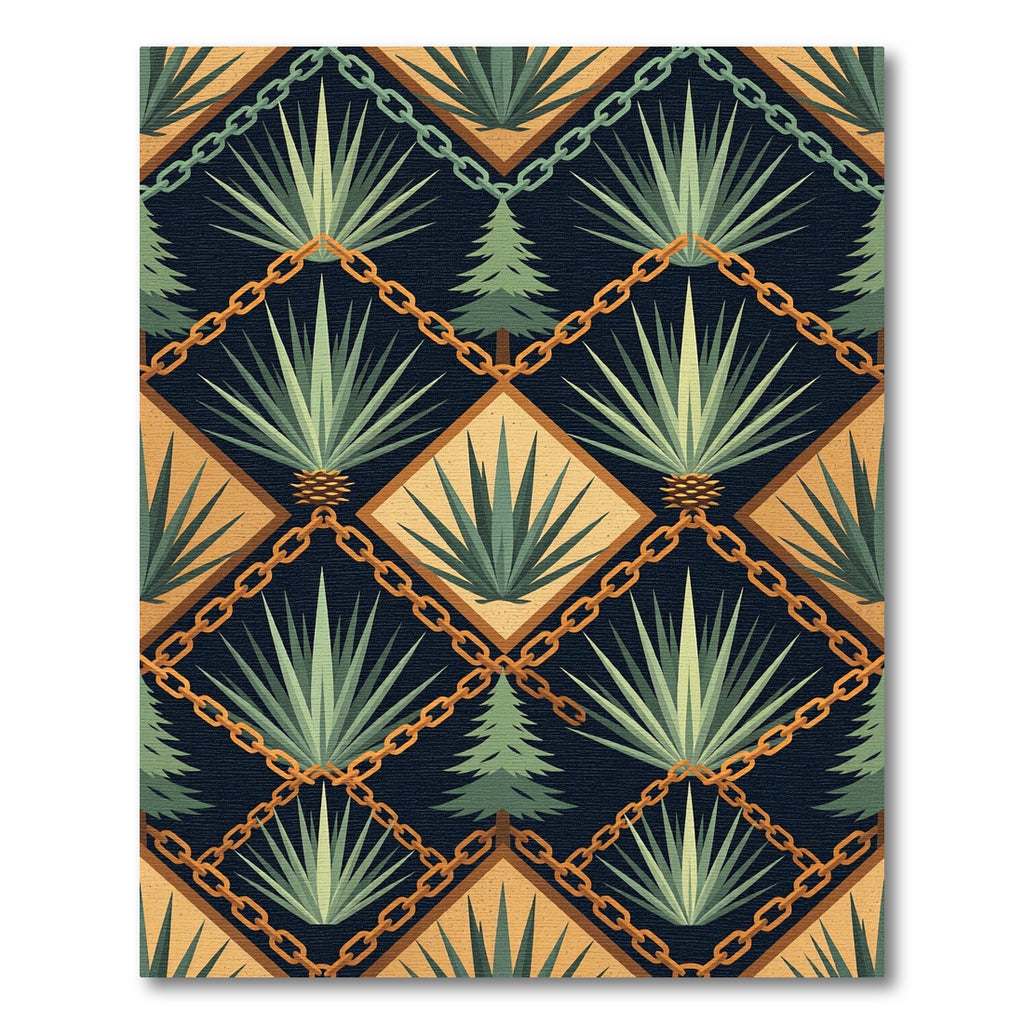 Dark Blue Green Agave Lattice Rug