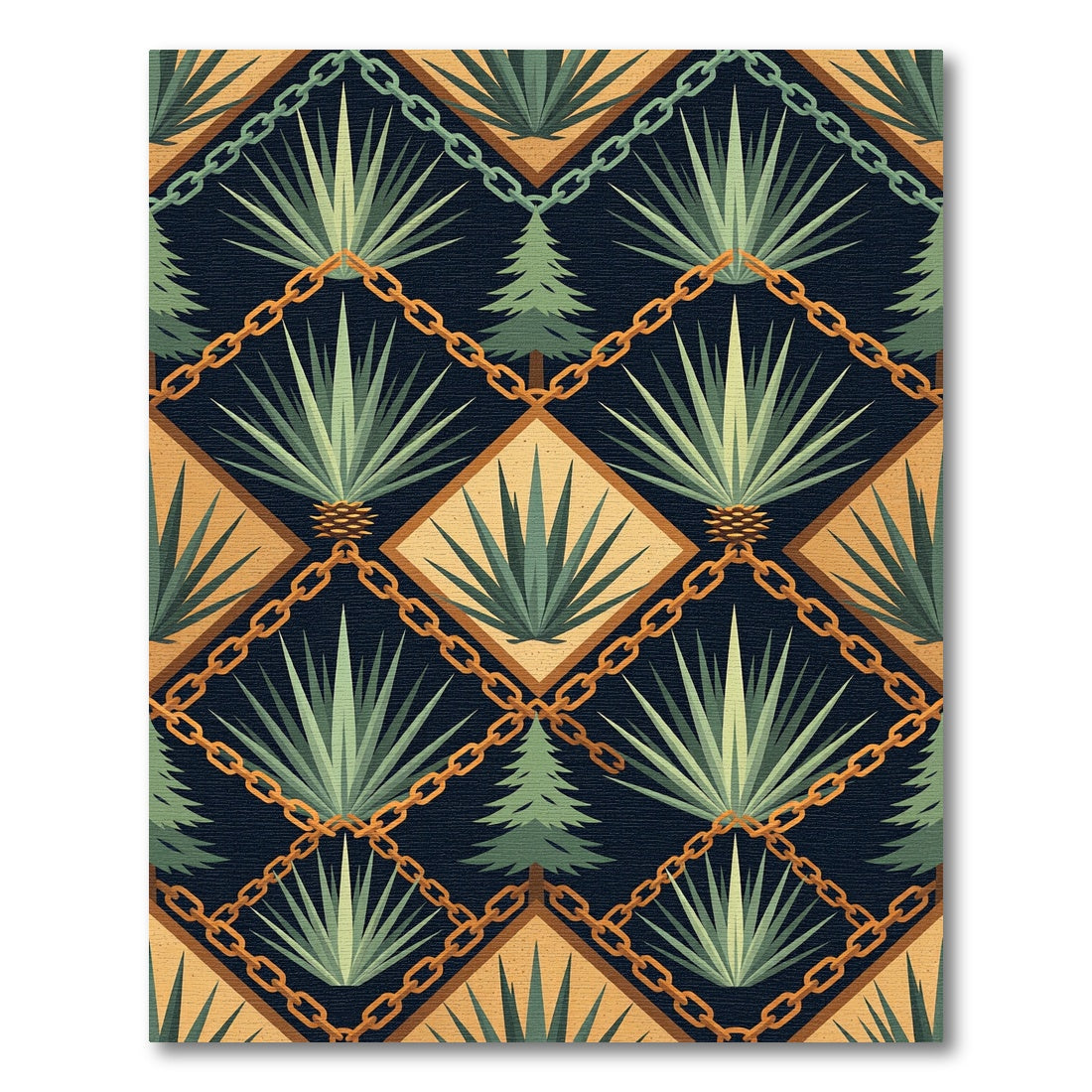 Dark Blue Green Agave Lattice Rug