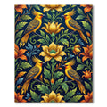 Golden Bird and Floral Botanical Art Rug
